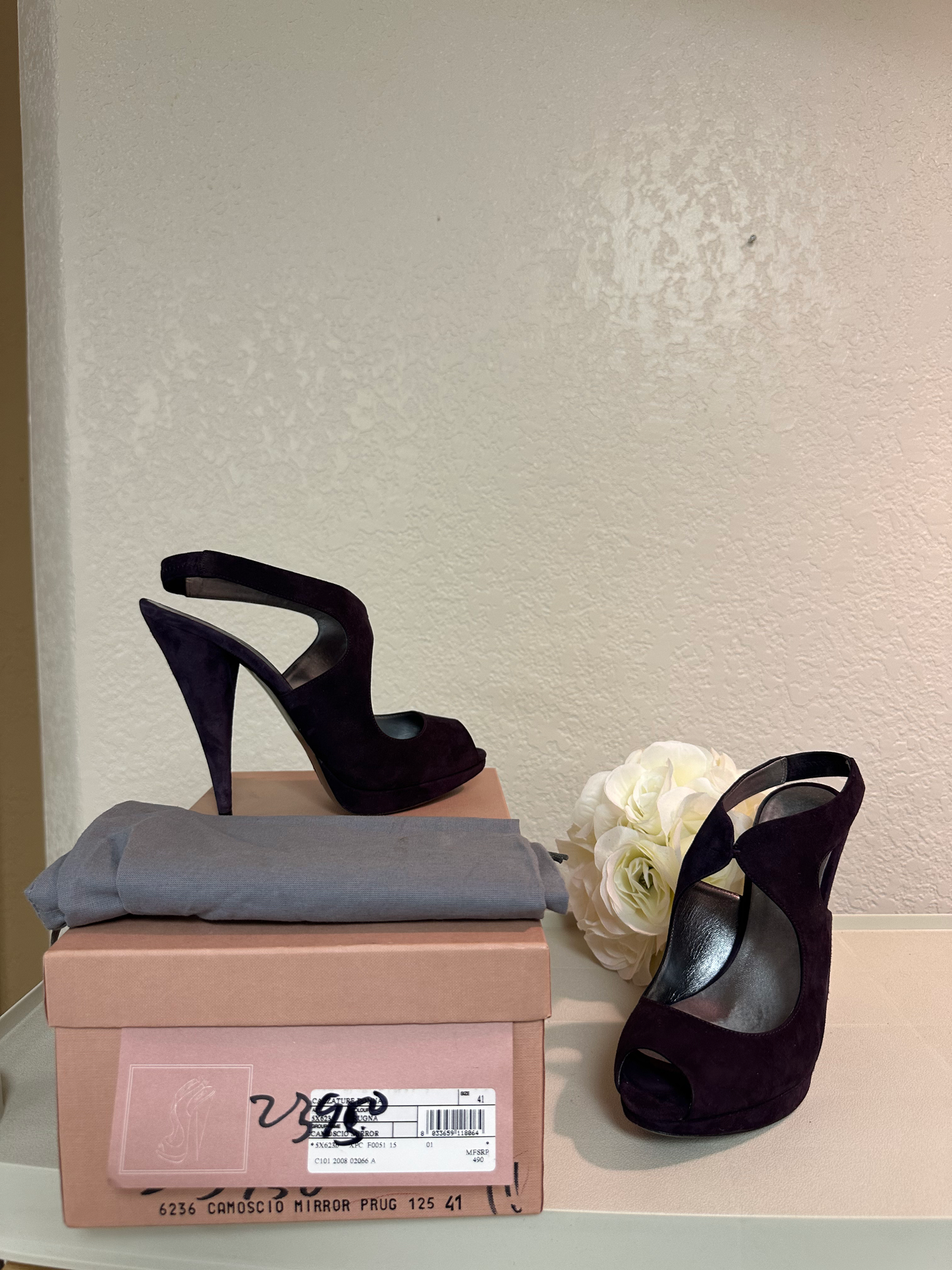MIU MIU Grape Suede Sling Back