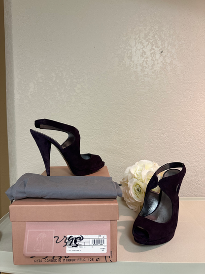 MIU MIU Grape Suede Sling Back