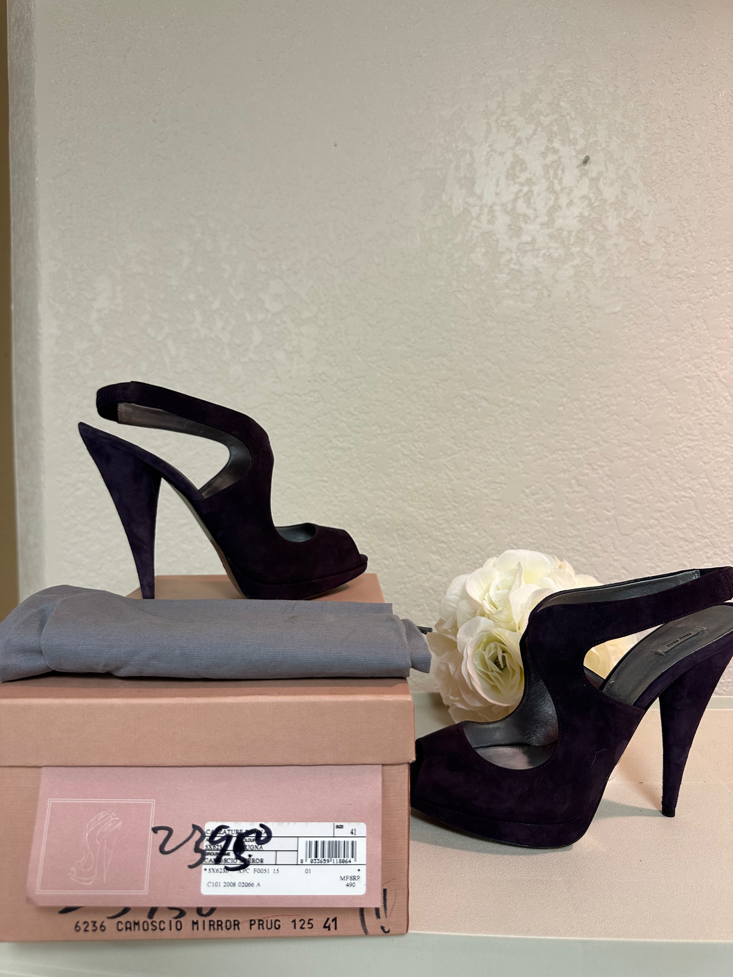 MIU MIU Grape Suede Sling Back