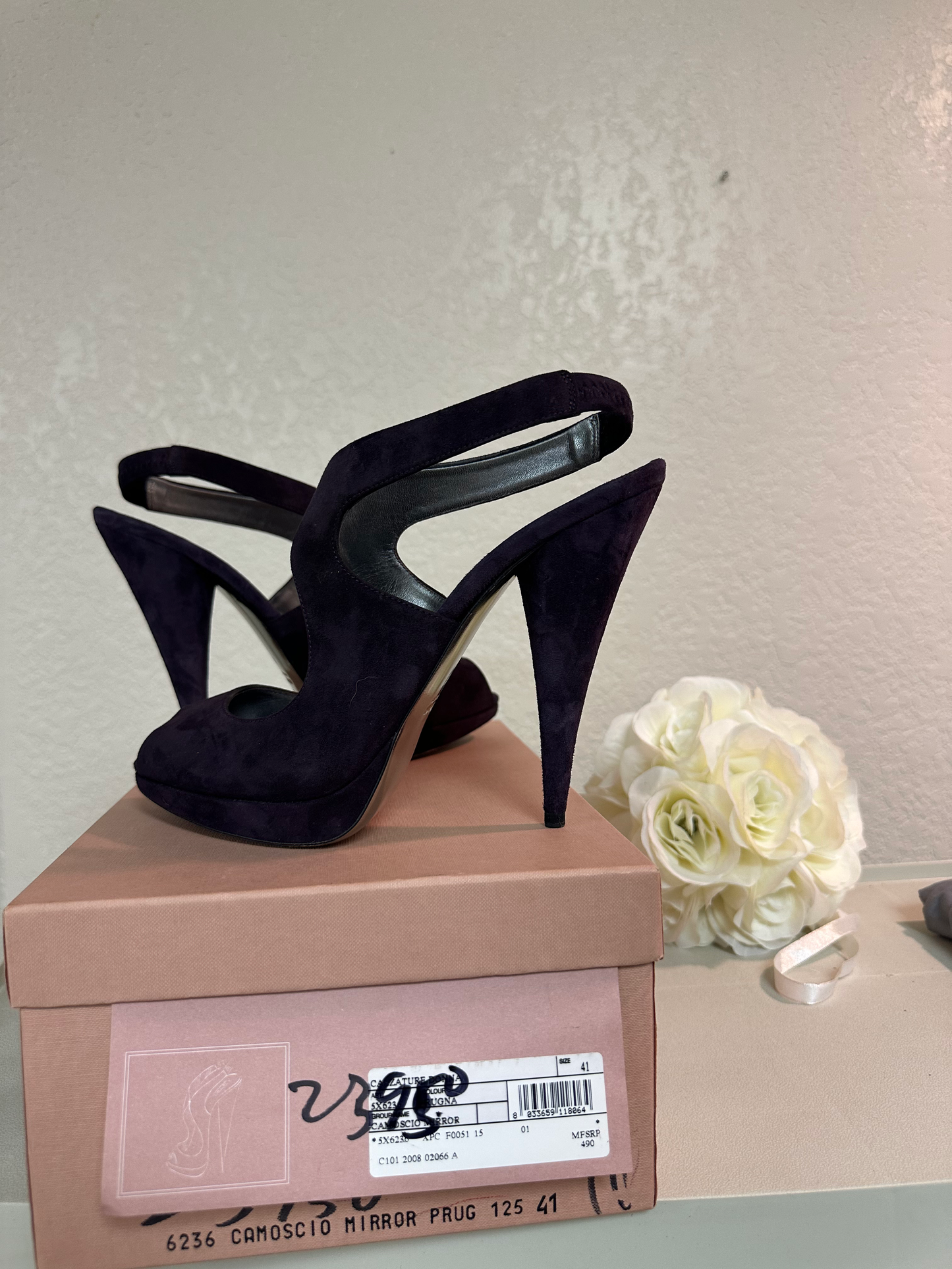 MIU MIU Grape Suede Sling Back