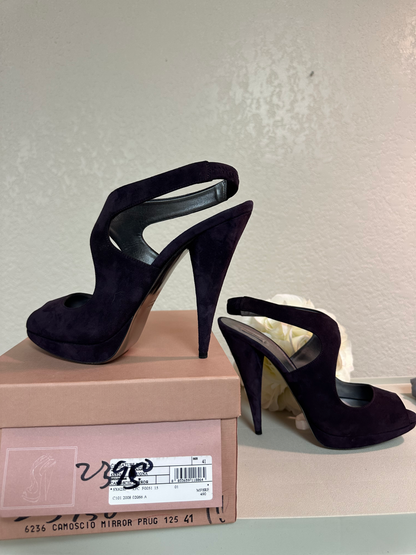 MIU MIU Grape Suede Sling Back