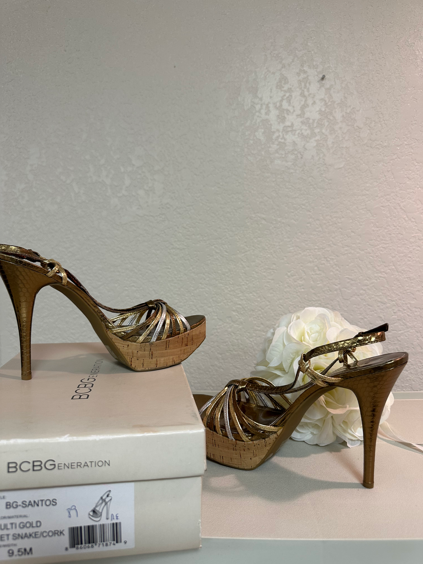 BCBG Multi Snake Cork Sandal
