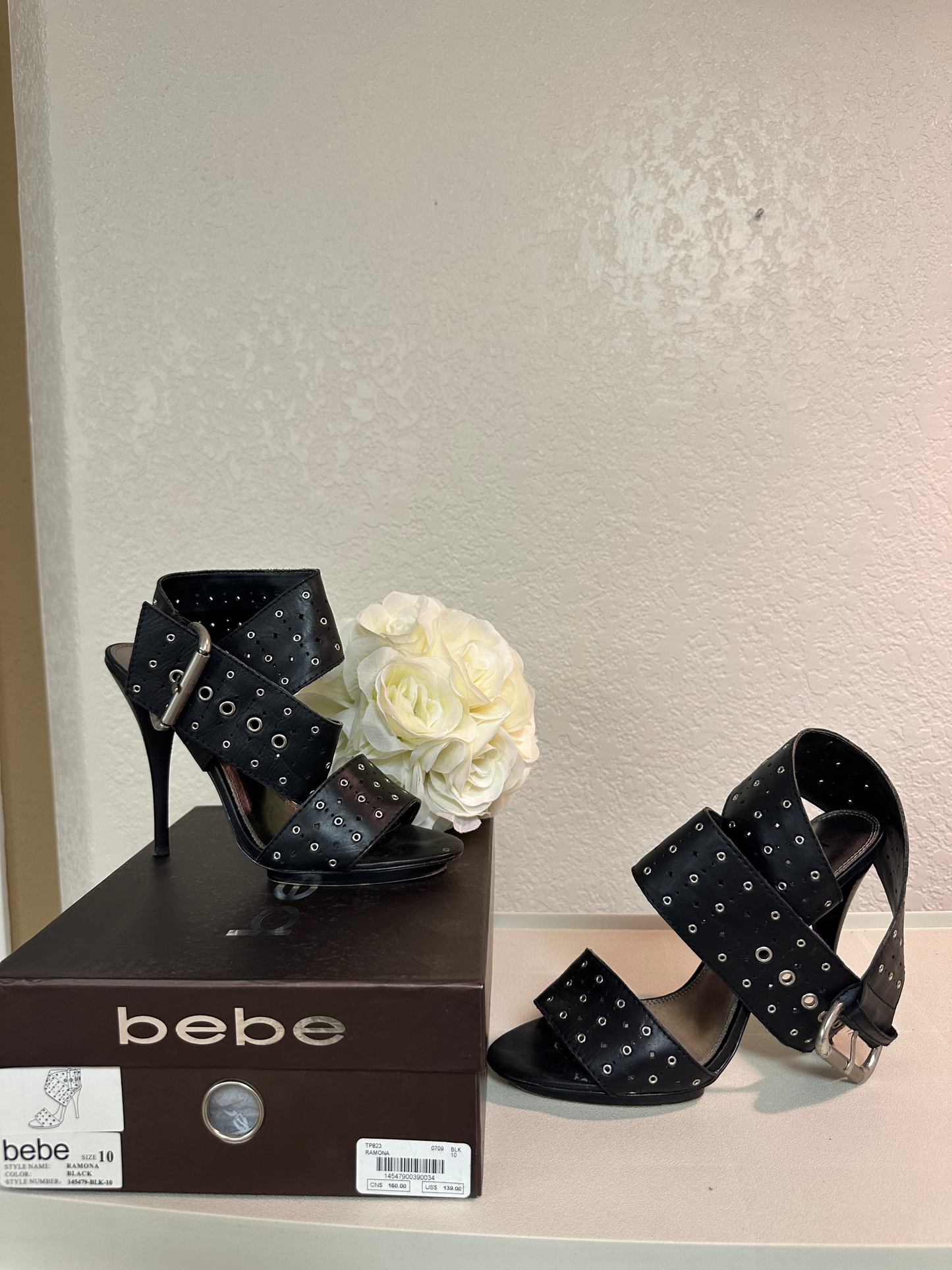 BEBE Black Leather With Grommets