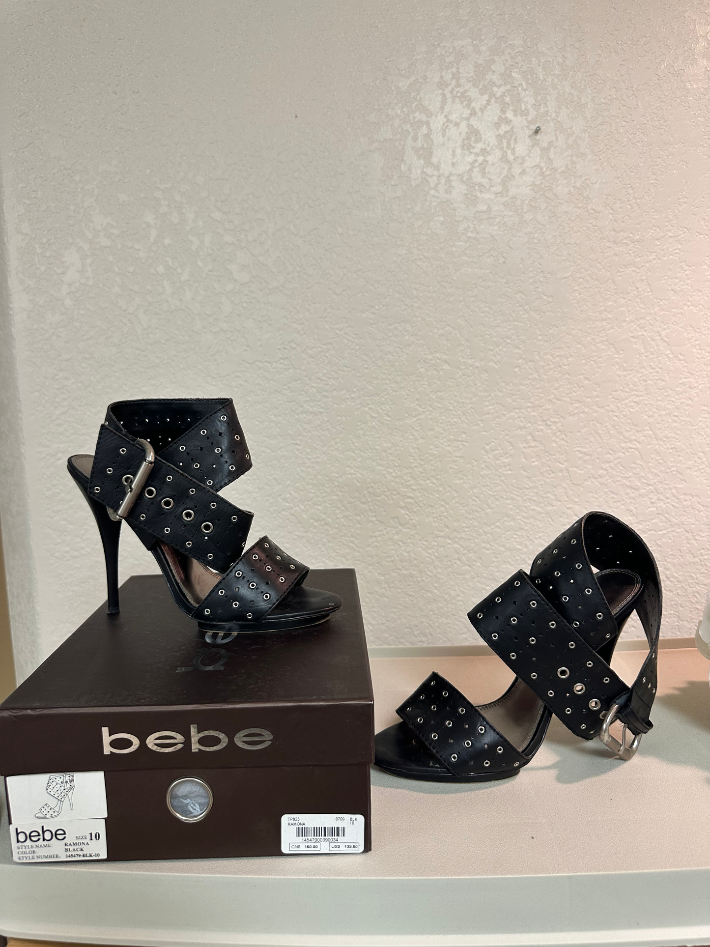 BEBE Black Leather With Grommets