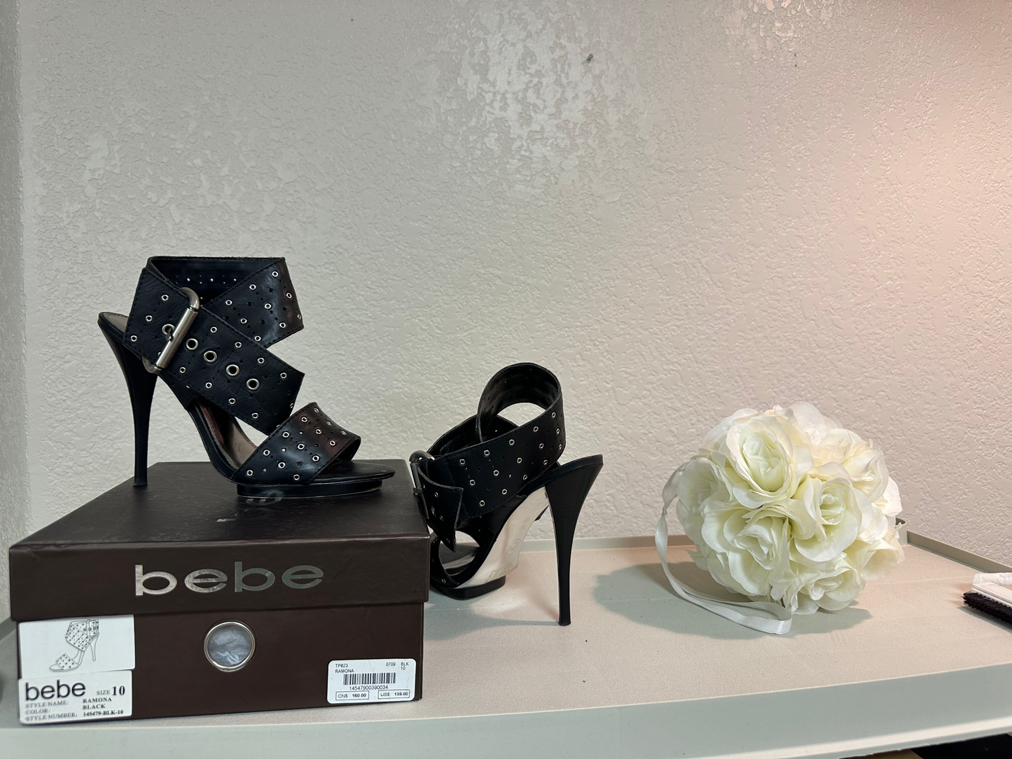 BEBE Black Leather With Grommets