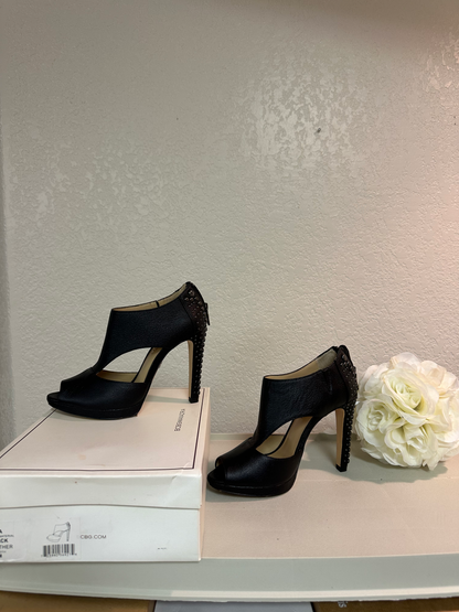 BCBG MAX AZRIA Black Leather Studded Heel