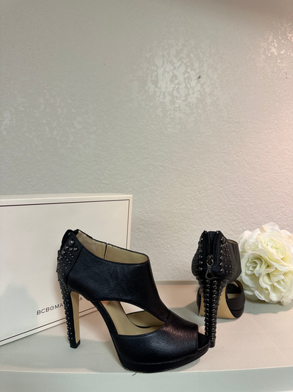 BCBG MAX AZRIA Black Leather Studded Heel