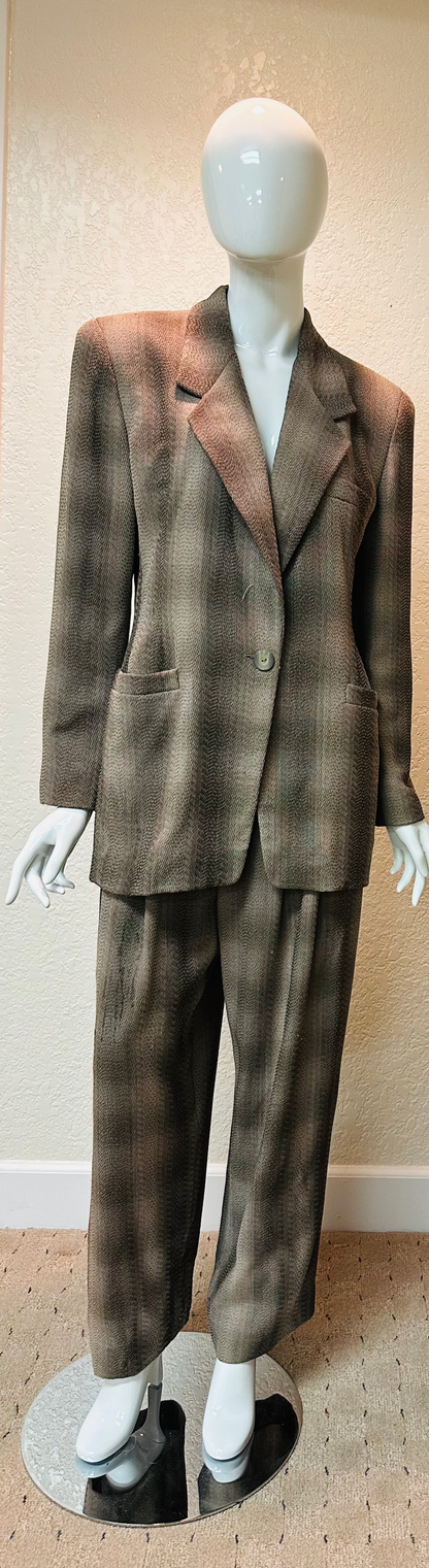 Vintage 2-Pc Brown Plaid Suit