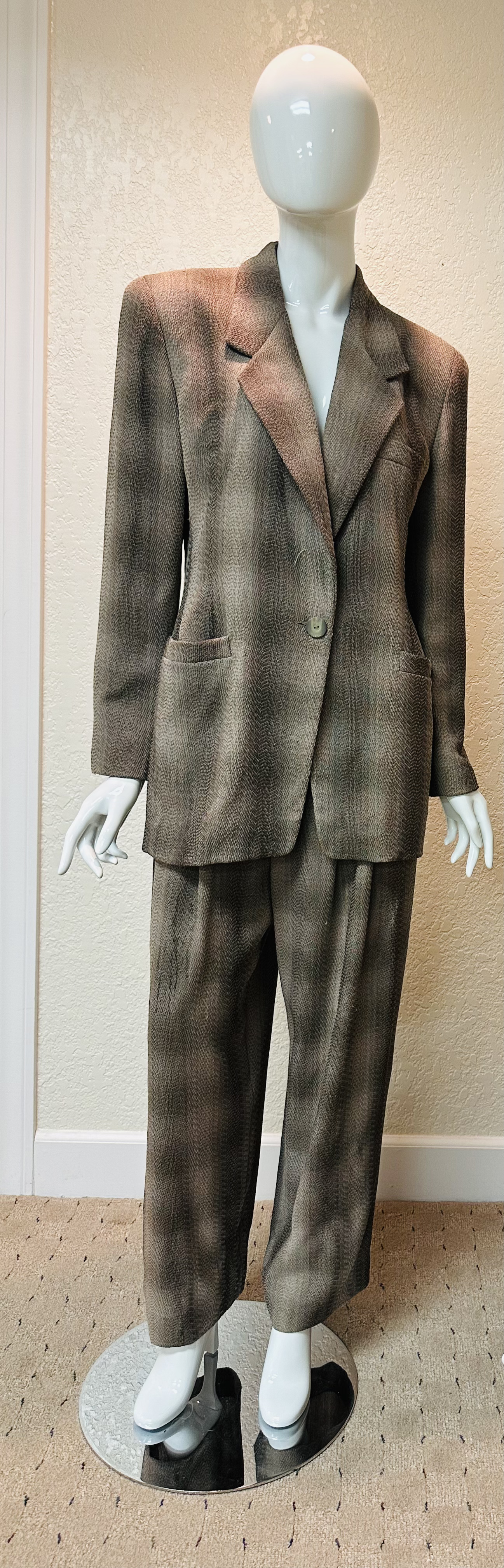 Vintage 2-Pc Brown Plaid Suit