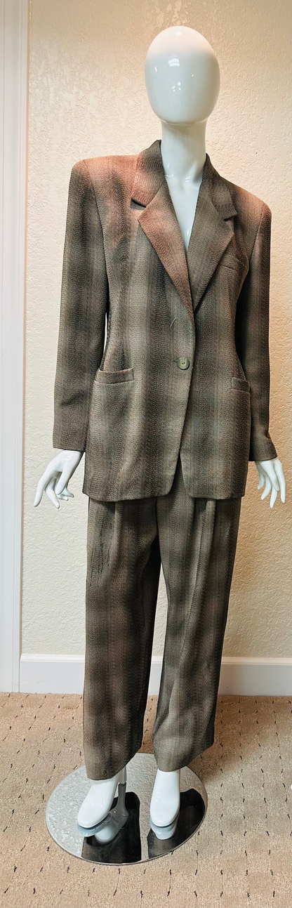 Vintage 2-Pc Brown Plaid Suit