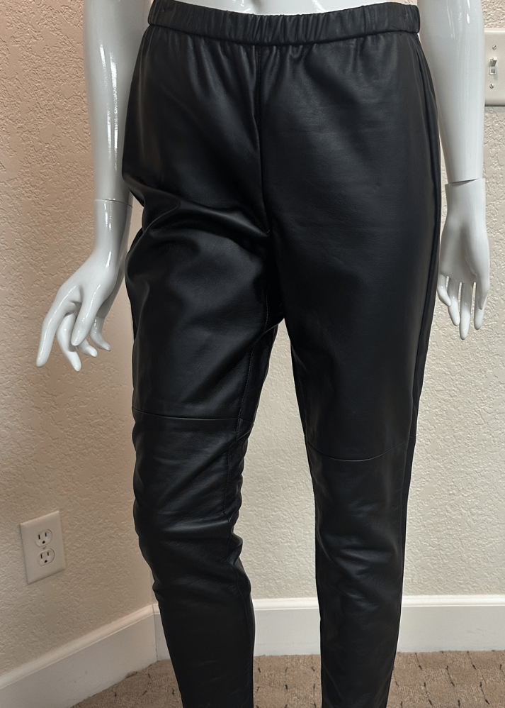 Black Straight Leg Faux Leather Pant