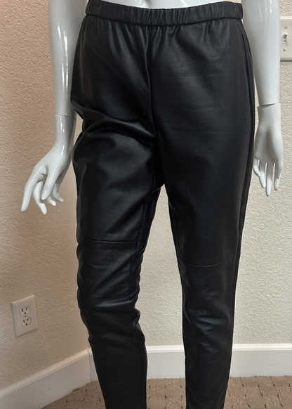 Black Straight Leg Faux Leather Pant