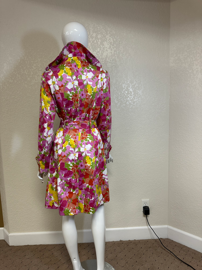 Nine West Floral Trench w/ pink lining