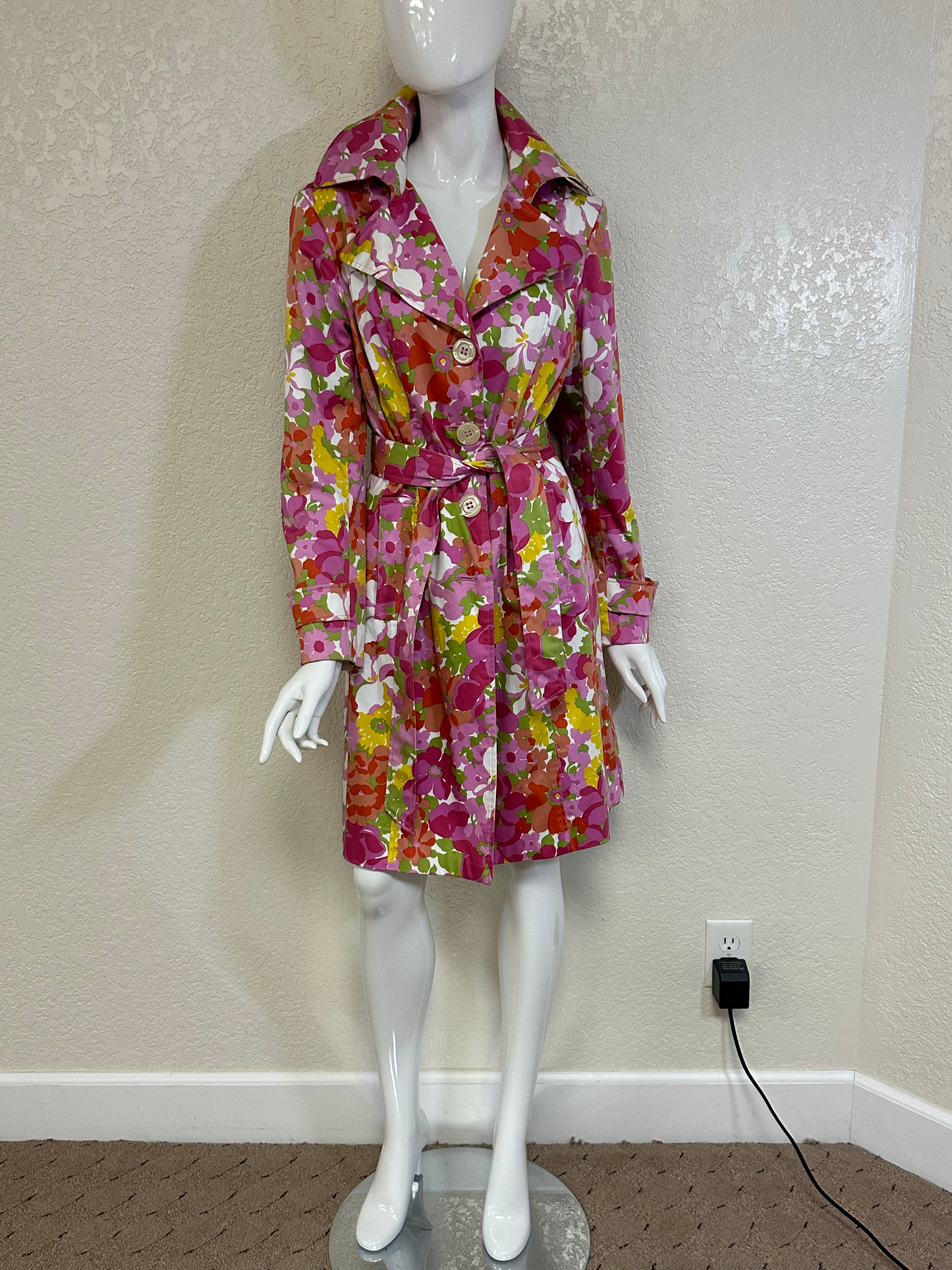 Nine West Floral Trench w/ pink lining